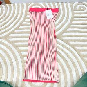 DELUC Amarante Knit Skirt Red Pink Stripe Size S flexible size NWT